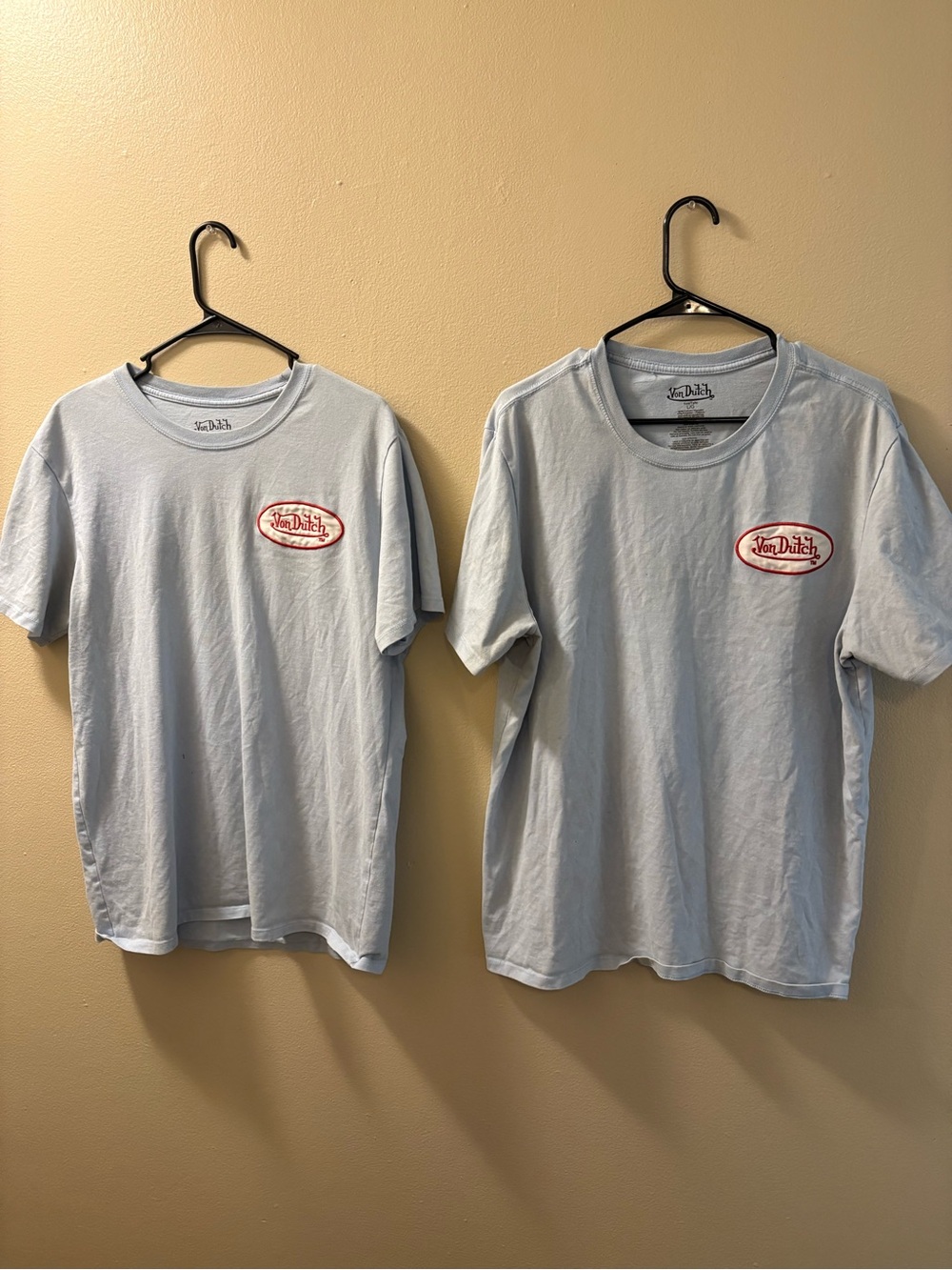 Von Dutch Light Blue Crewneck with Red Logo Patch - Men’s 2 Pack Large & Medium